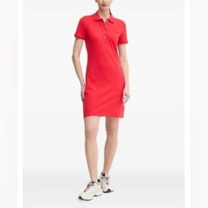 Lacoste Red Women’s Polo Crop Top Shirt